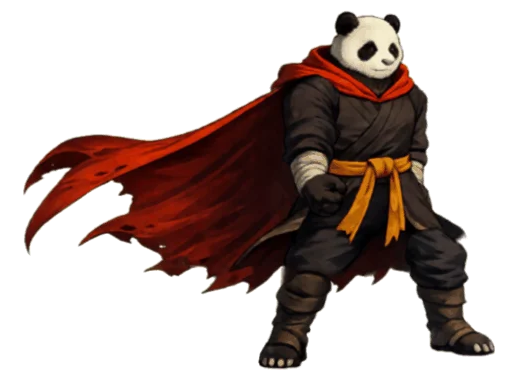 Panda character walking, animated by AI retargeting